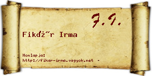 Fikár Irma névjegykártya